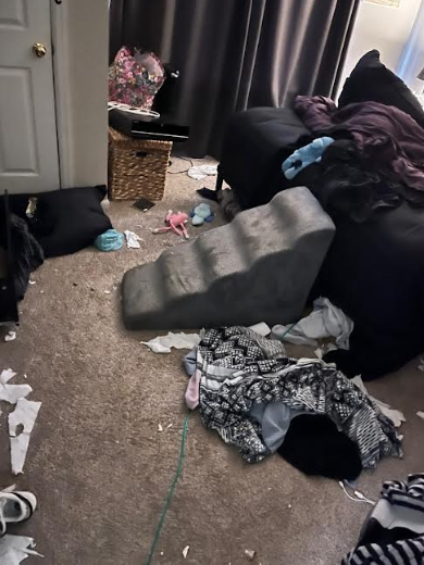 Cluttered bedroom before VYP Cleaning Services
