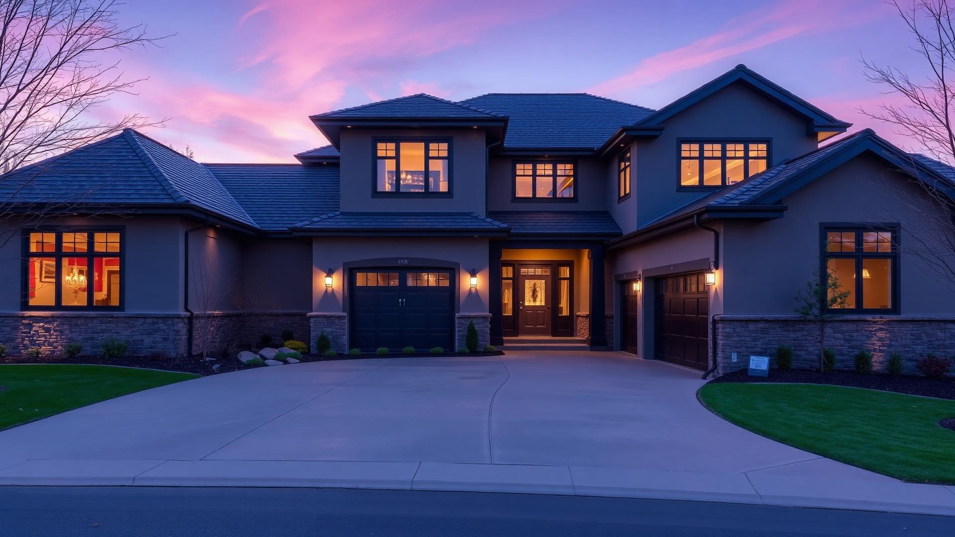Luxury clean home at dusk in Colorado Springs